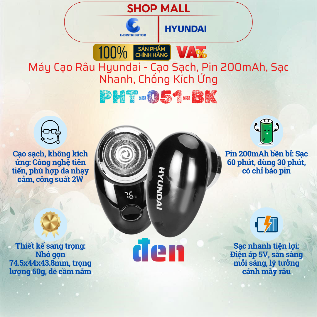 Máy cạo râu Hyundai Đen - PHT-051-BK