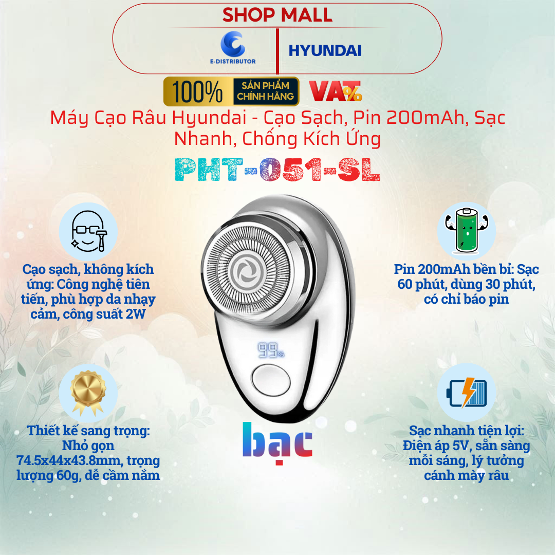 Máy cạo râu Hyundai Bạc - PHT-051-SL
