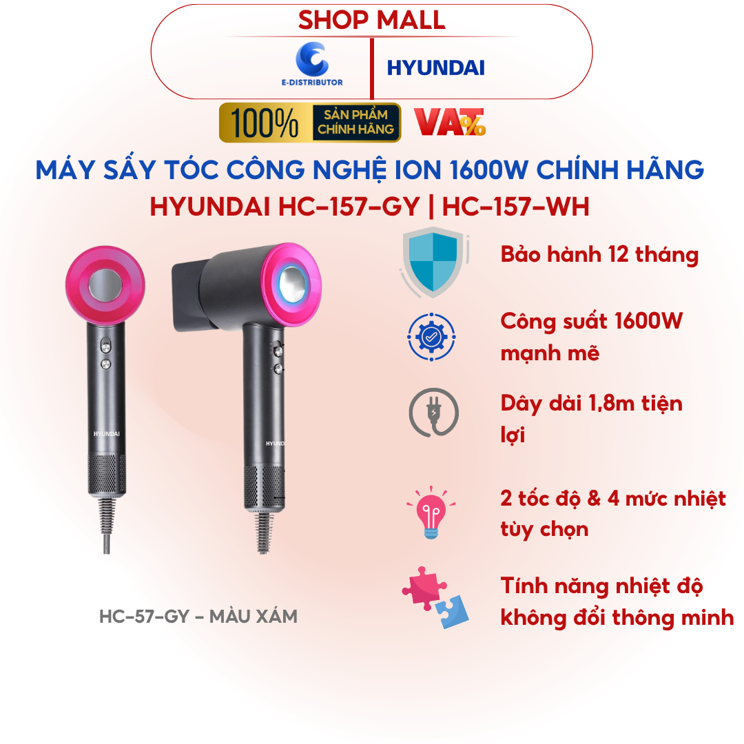 Máy sấy tóc Hyundai Xám - HC-157-GY