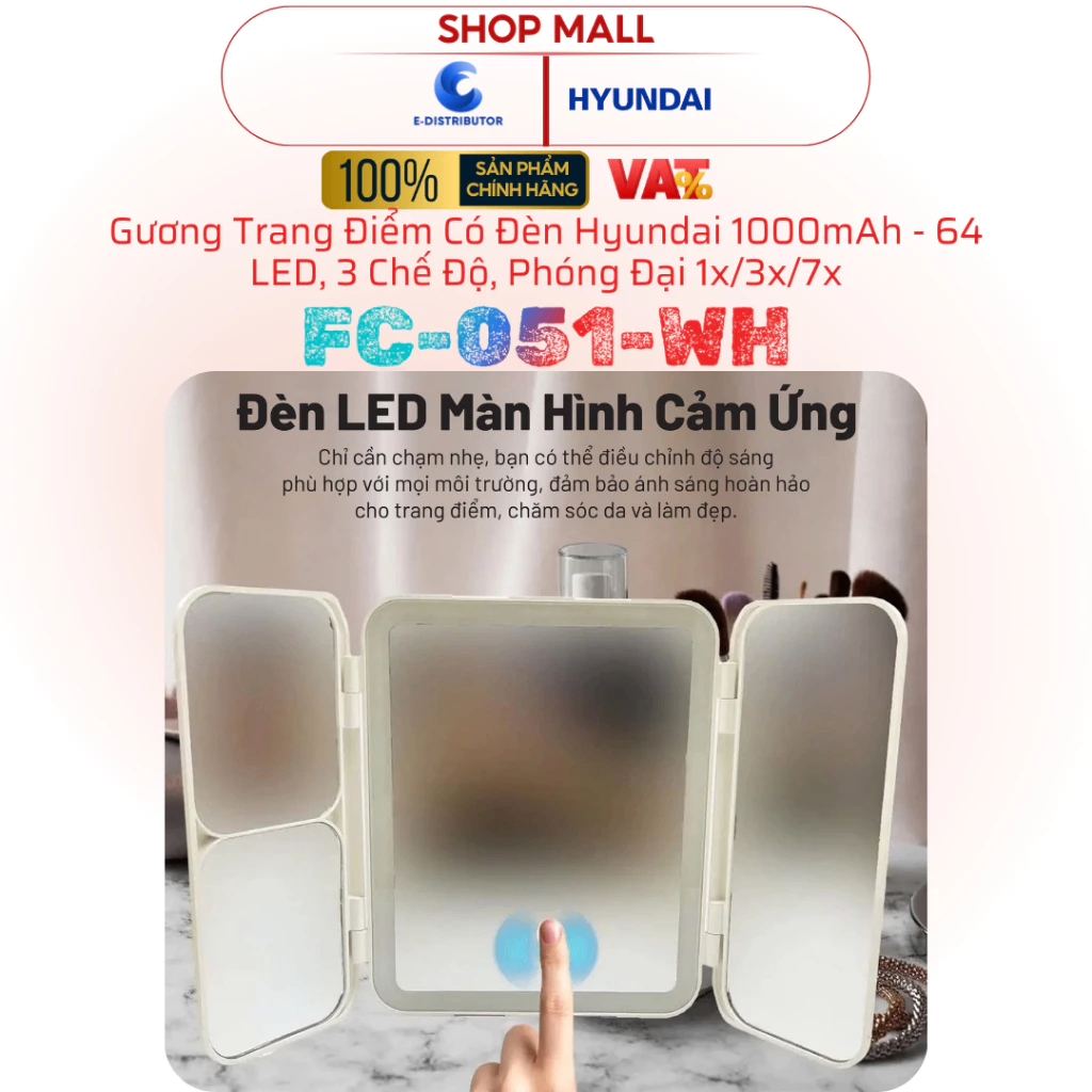 Gương trang điểm có đèn Hyundai - FC-051-WH