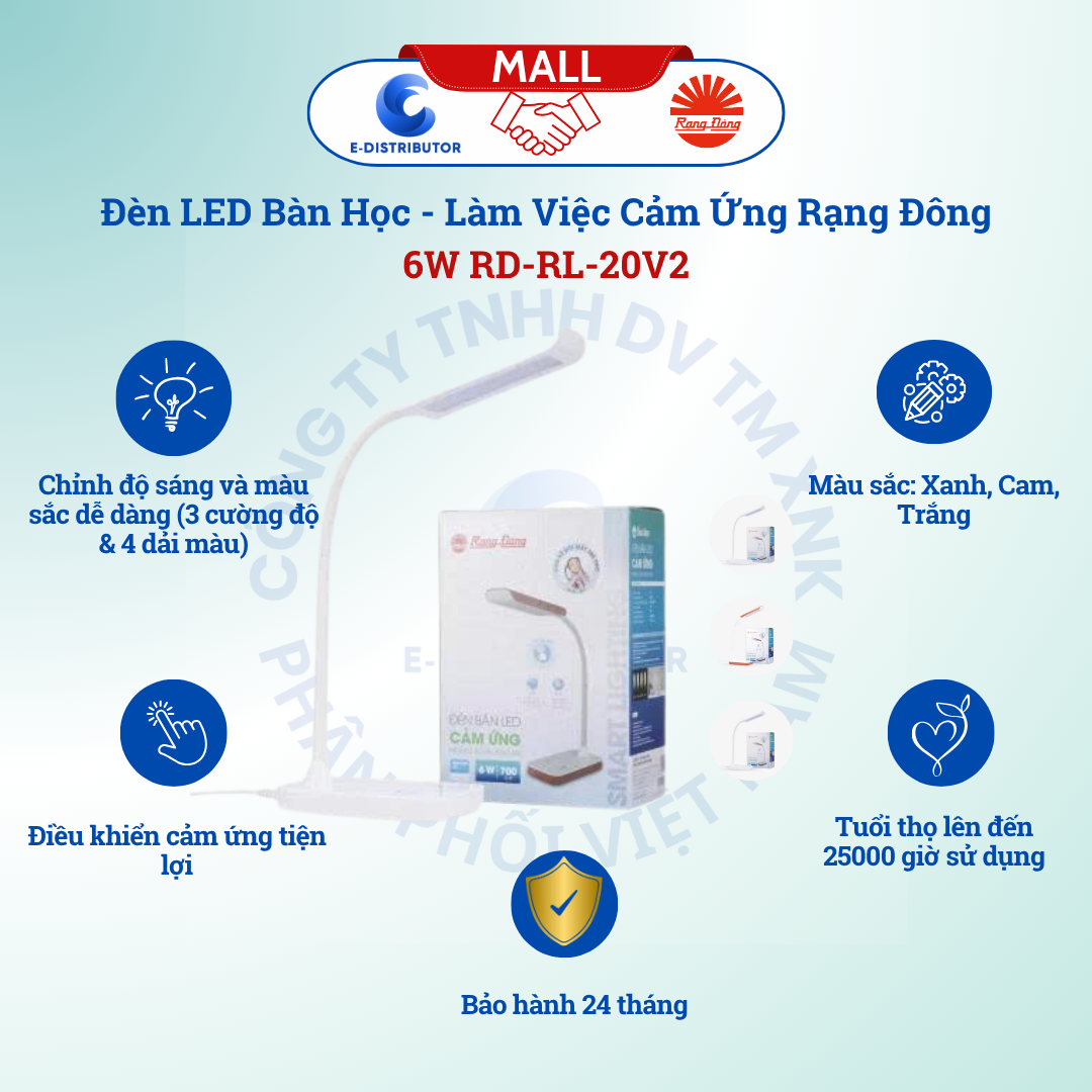 Đèn bàn LED cảm ứng Rạng Đông RD-RL-20V2 6W SS