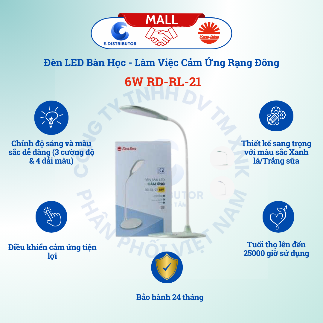 Đèn bàn LED cảm ứng Rạng Đông RD-RL-21 6W