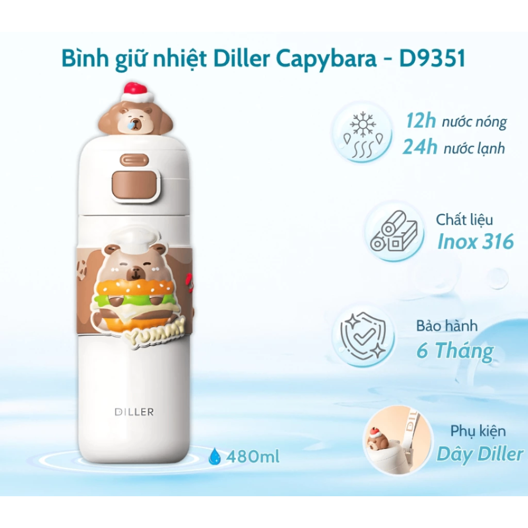 Bình giữ nhiệt Capybara 480ml - D9351 - Hàng chính hãng