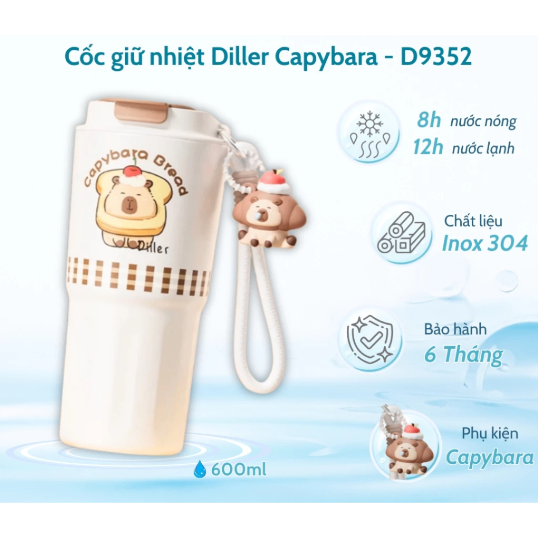 Bình giữ nhiệt Capybara 600ml - D9352 - Hàng chính hãng