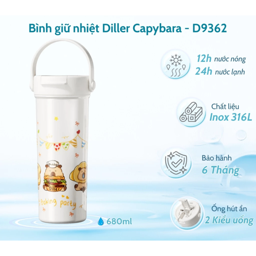 Bình giữ nhiệt Capybara 680ml - D9362 - Hàng chính hãng