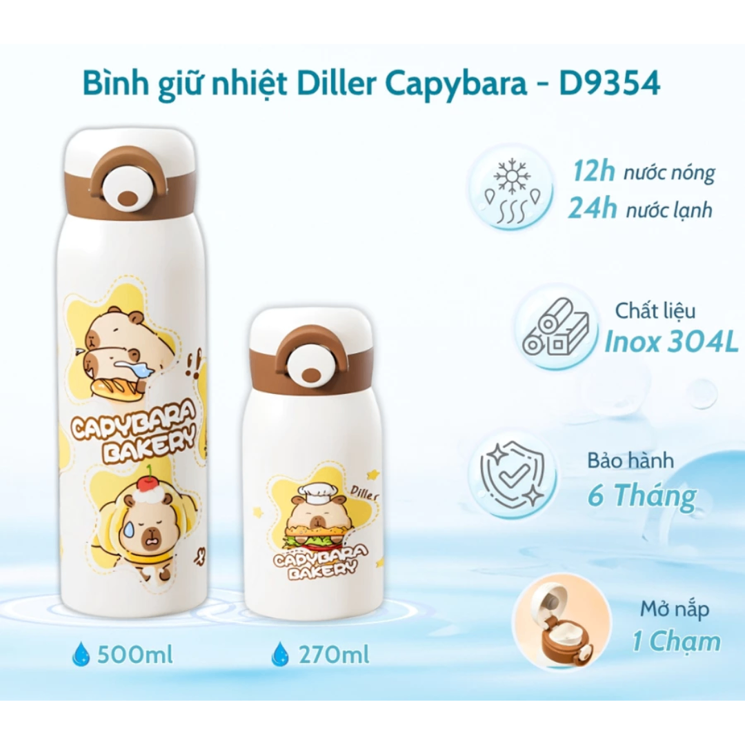 Bình giữ nhiệt Capybara 500ml - D9354 - Hàng chính hãng
