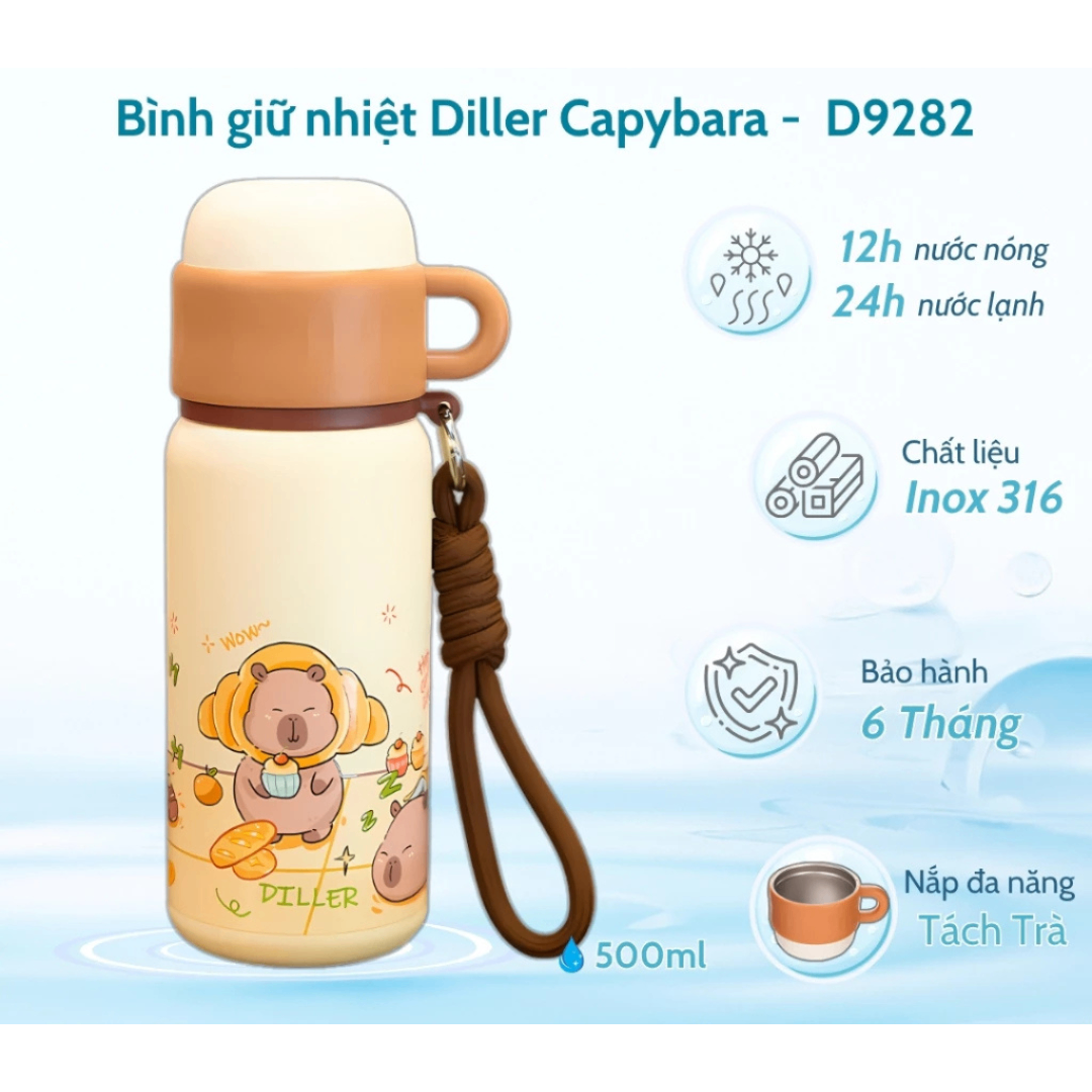 Bình giữ nhiệt Capybara 500ml - D9282 - Hàng chính hãng