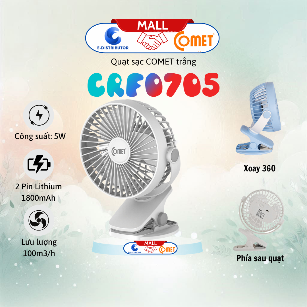 Quạt sạc Comet - CRF0705 WH