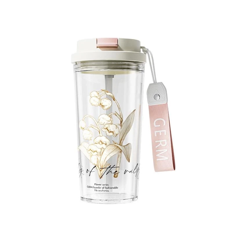 Ly nhựa trong suốt Hoa Linh Lan GERM (Trắng nắp hồng 520ml)