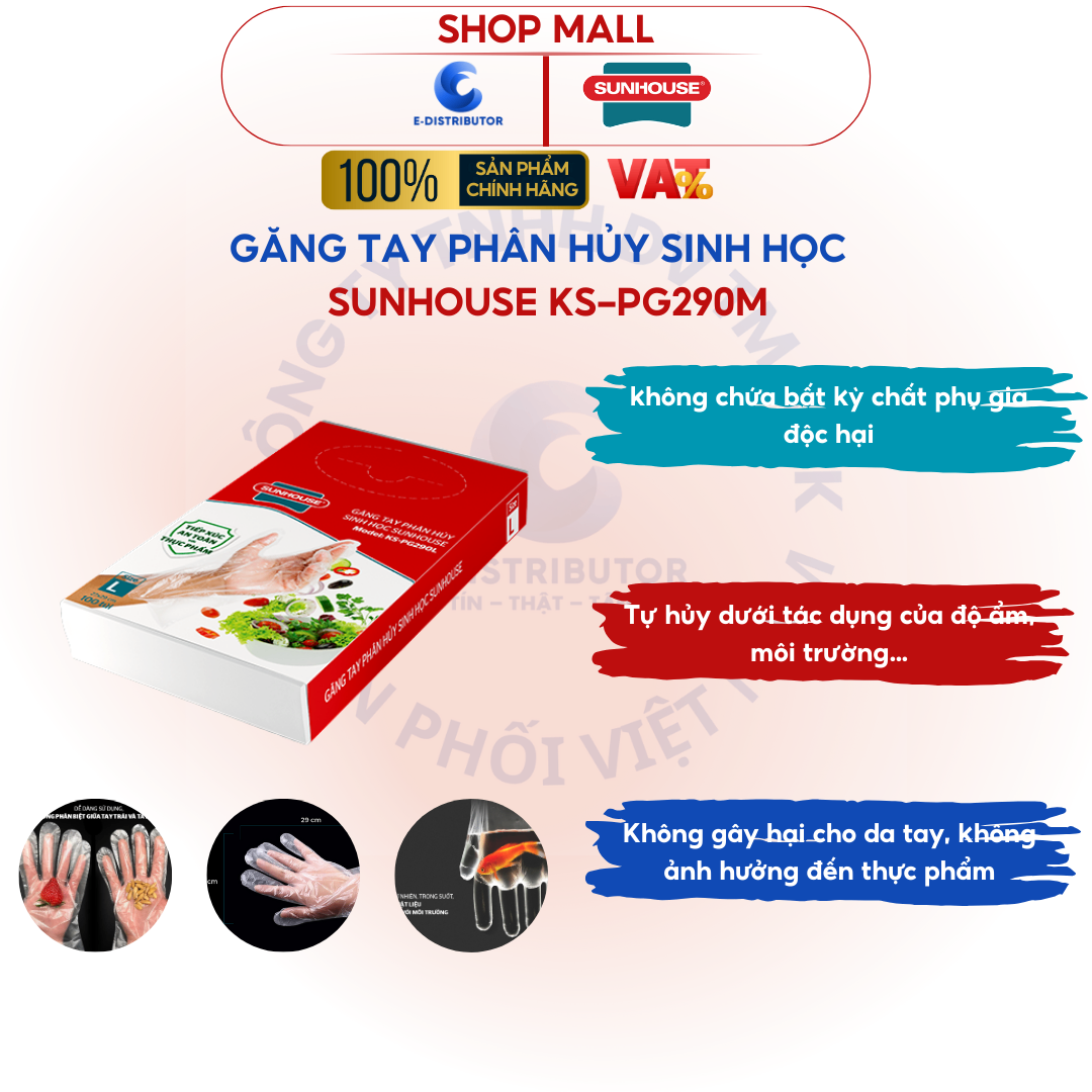 Găng tay thực phẩm phân hủy sinh học Sunhouse KS-PG290M - Hàng chính hãng