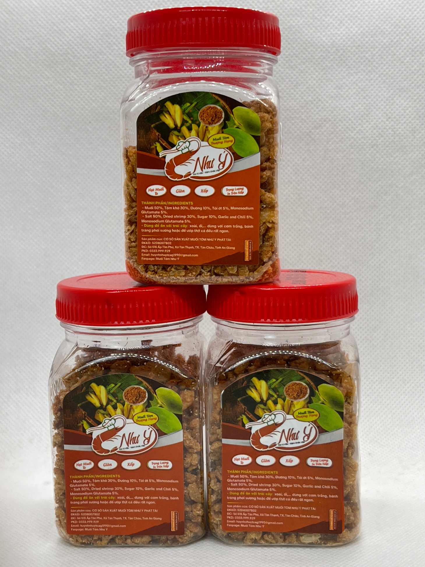 Combo 3 muối tôm Như Ý hạt vừa 60g