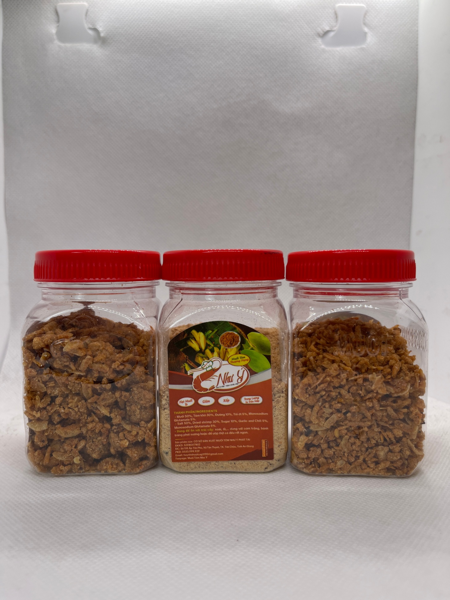 Combo 3 muối tôm Như Ý hạt nhuyễn, vừa, to 60g