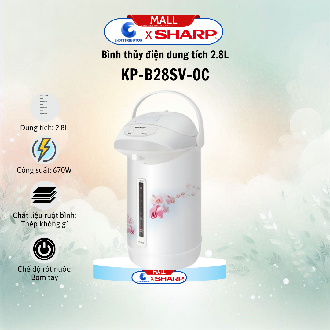 Bình thủy điện Sharp KP-B28SV-OC(2.8L)-Hàng Chính Hãng màu trắng