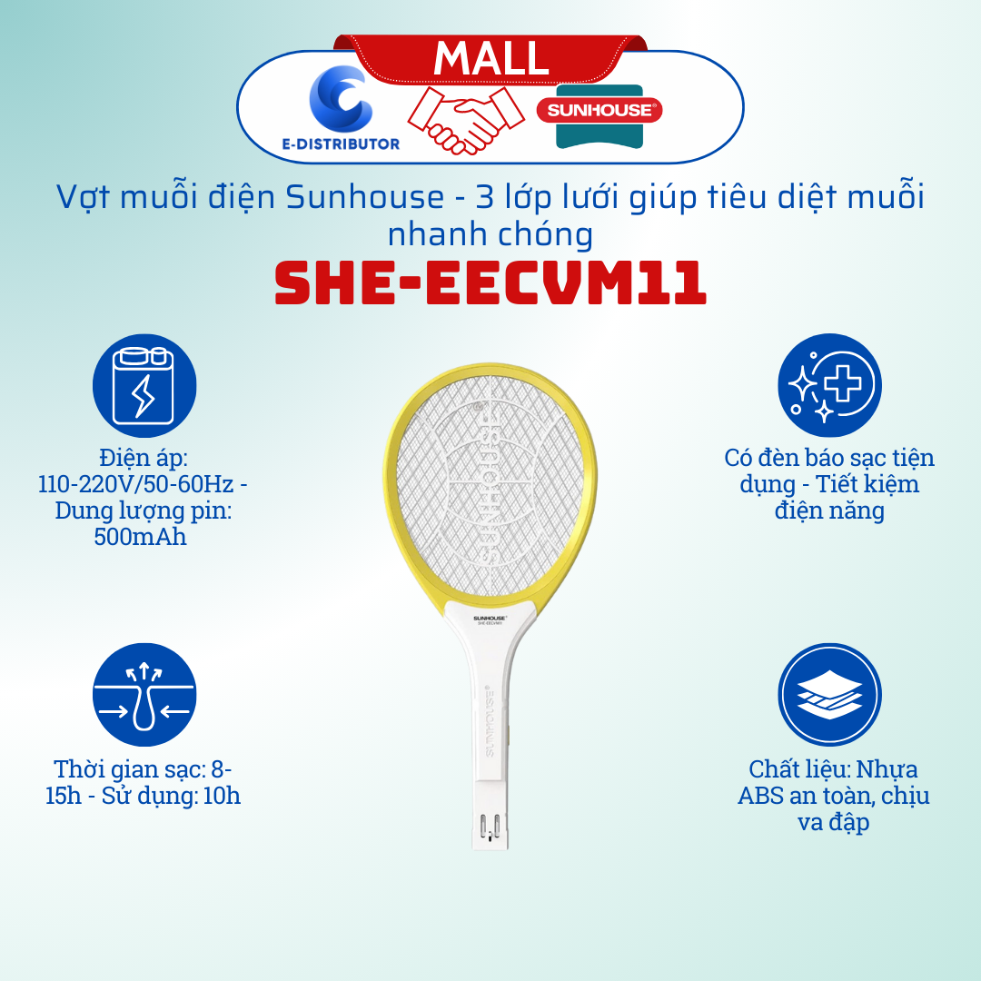 Vợt muỗi SUNHOUSE SHE-EECVM11