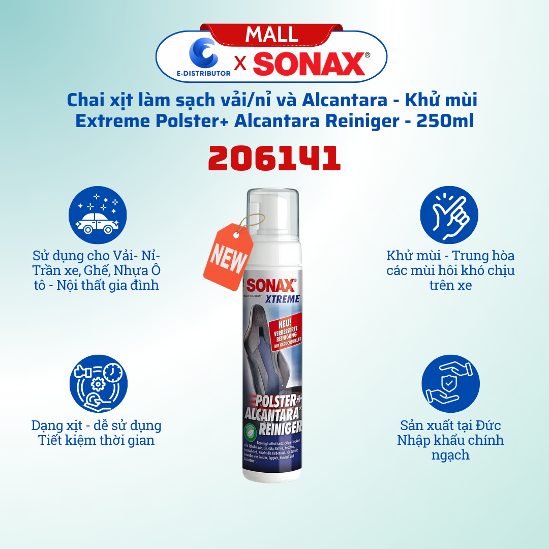 Làm Sạch Vải/Nỉ Và Alcantara Có Chứa Khử Mùi Sonax 206141