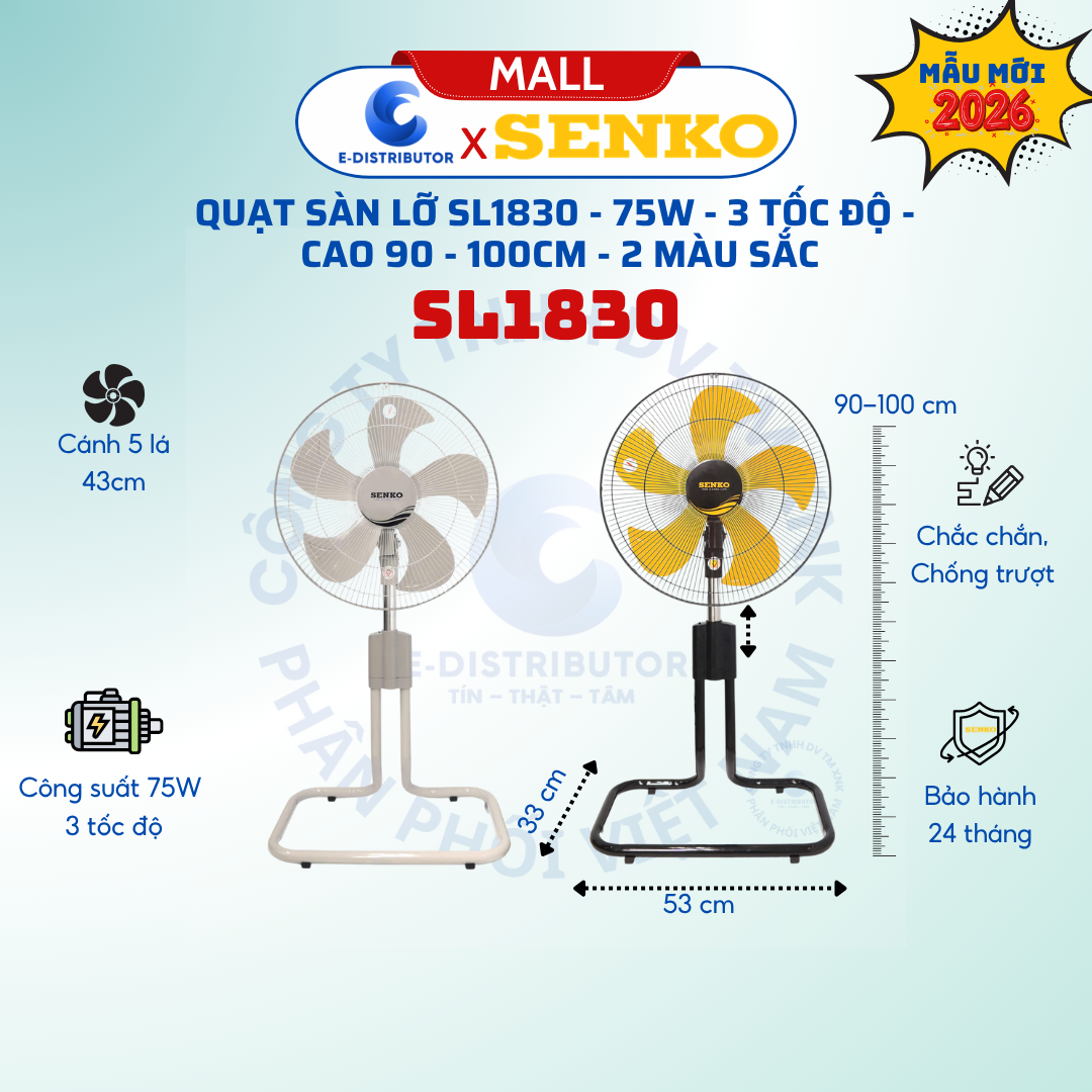 Quạt sàn lửng Senko SL1830 màu ngẫu nhiên