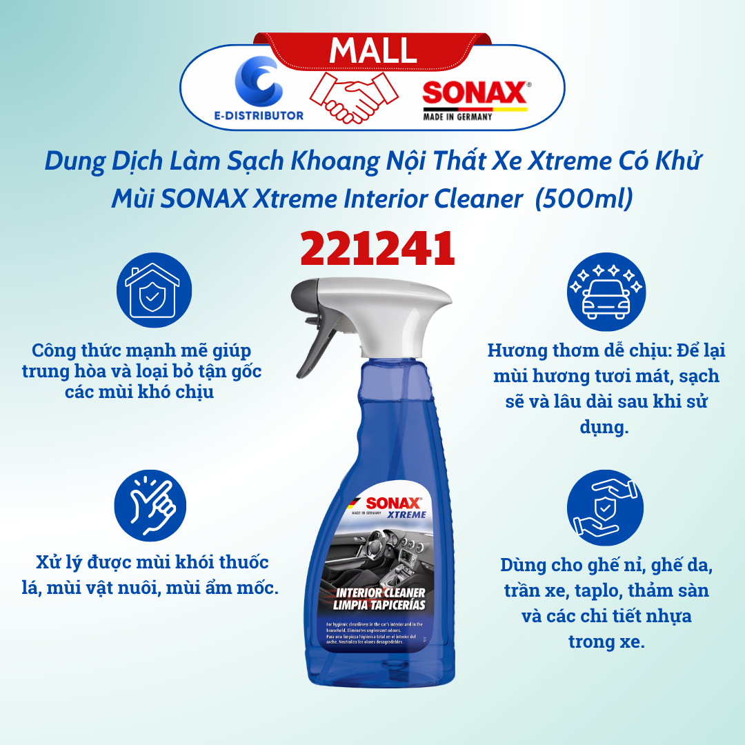 Dung Dịch Làm Sạch Nội Thất Xe Xtreme Có Khử Mùi Sonax 221241