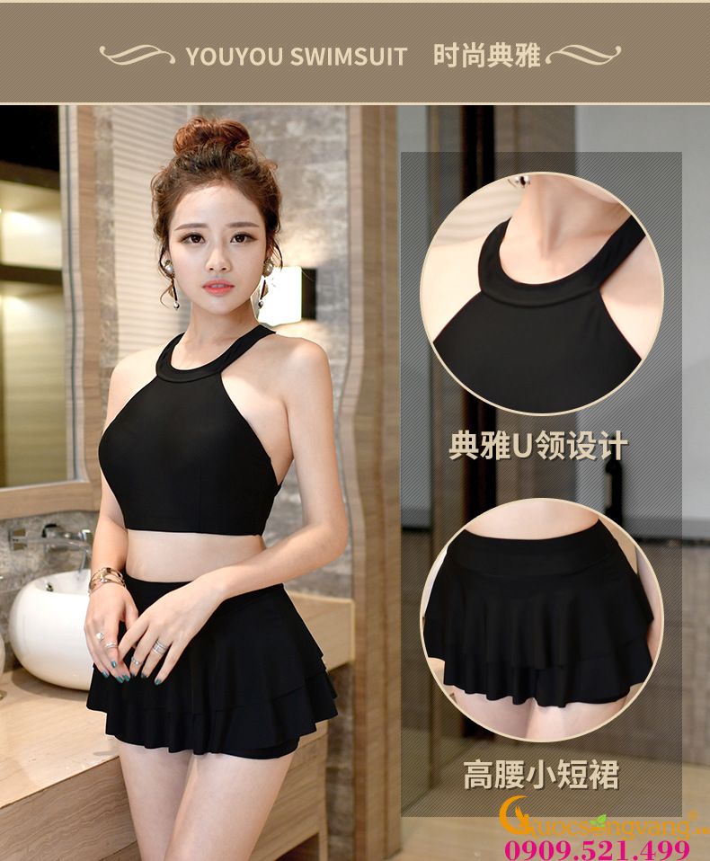 Đồ bơi nữ váy bơi hai mảnh hở vai GLSWIM008