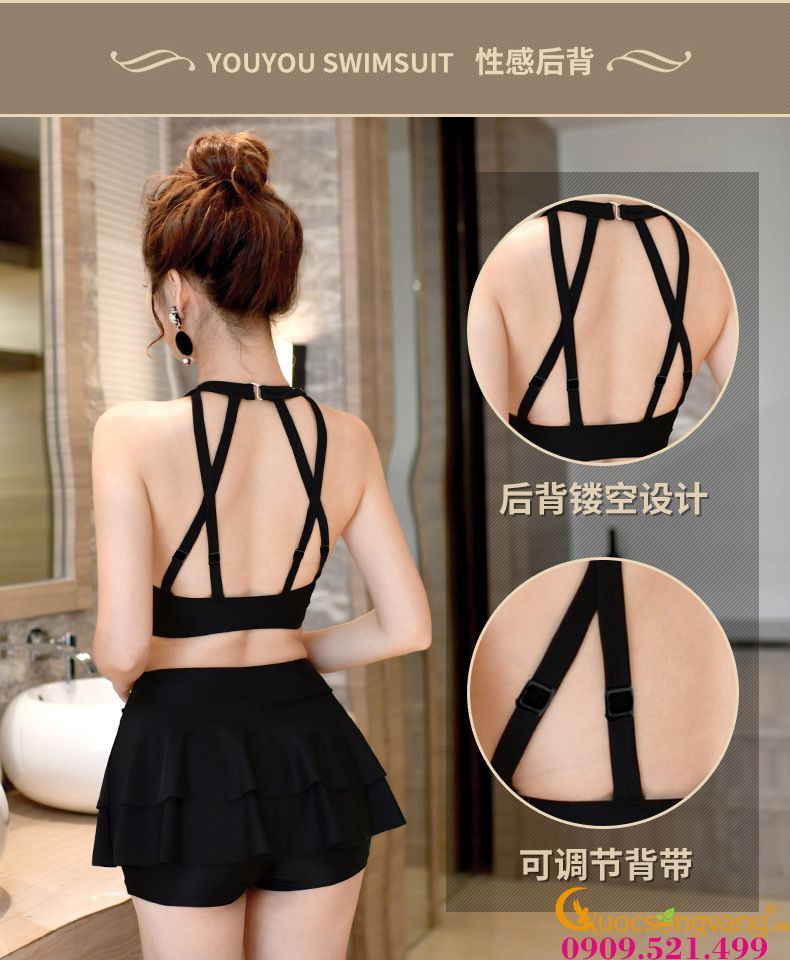 Đồ bơi nữ váy bơi hai mảnh hở vai GLSWIM008
