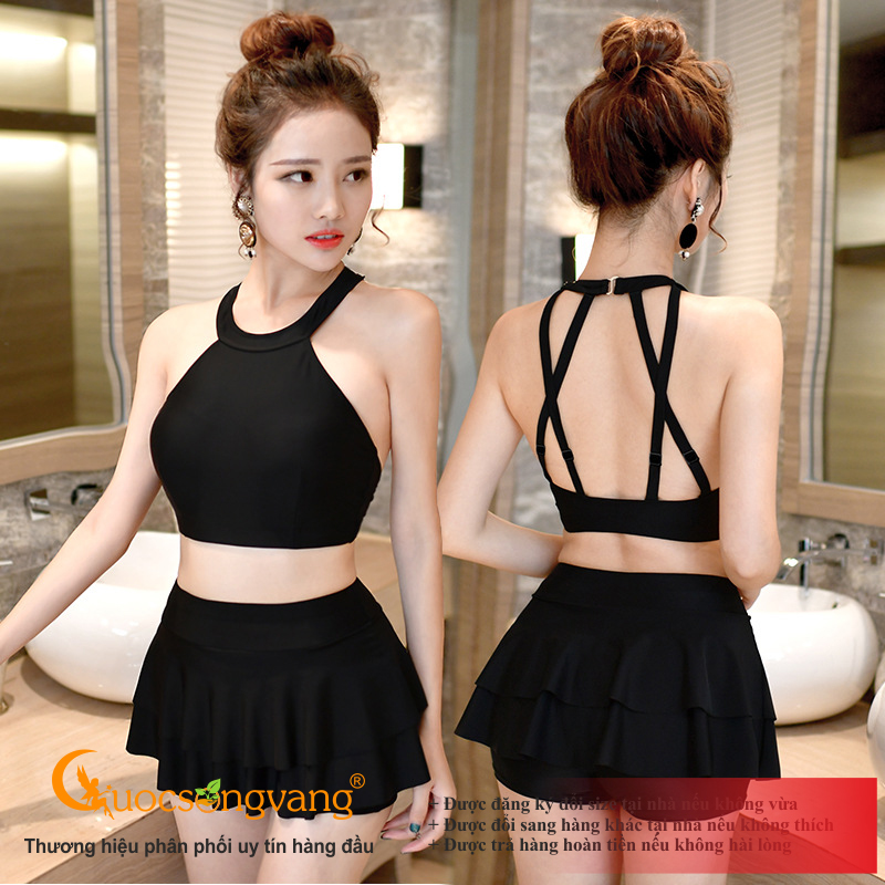 Đồ bơi nữ váy bơi hai mảnh hở vai GLSWIM008