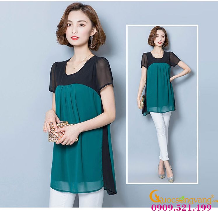 Áo nữ áo kiểu vạt xòe dáng dài Queenbe GLA112