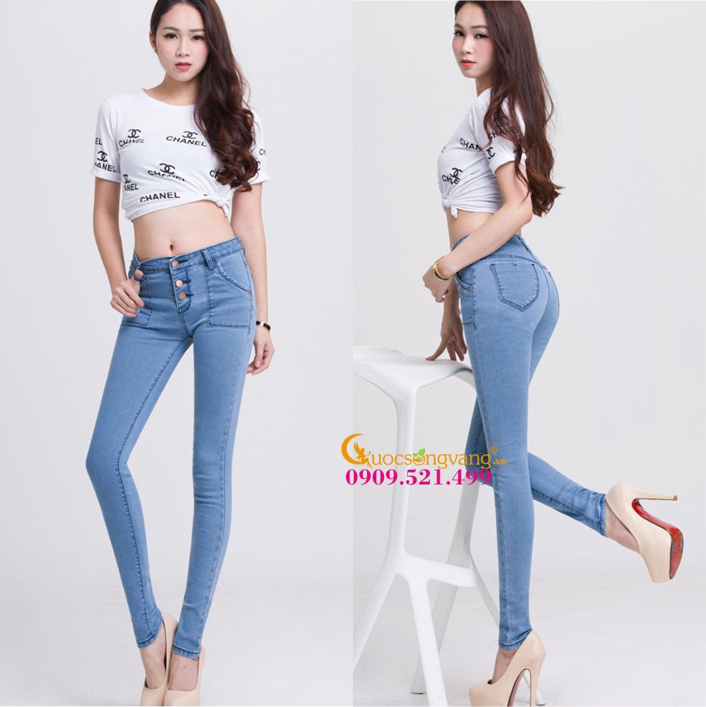 Quần jean nữ Skinny quần jean kiểu GLQ002-Xanhnhat