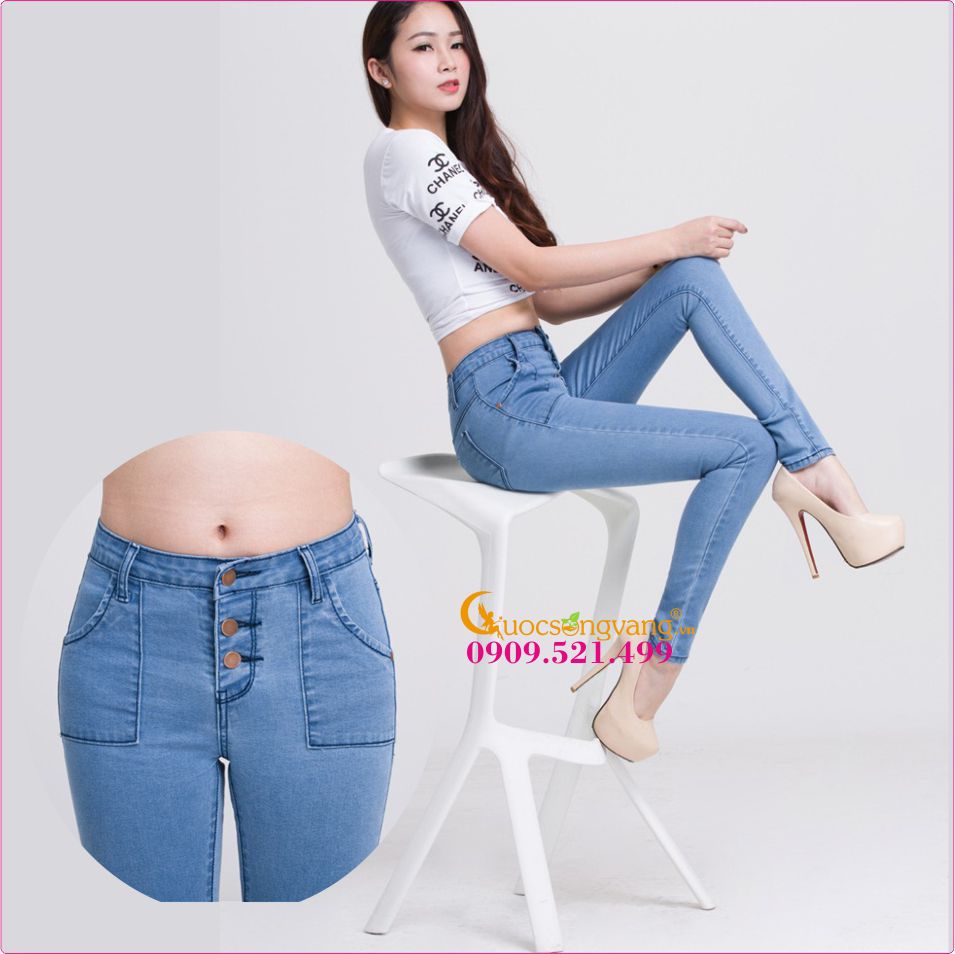 Quần jean nữ Skinny quần jean kiểu GLQ002-Xanhnhat