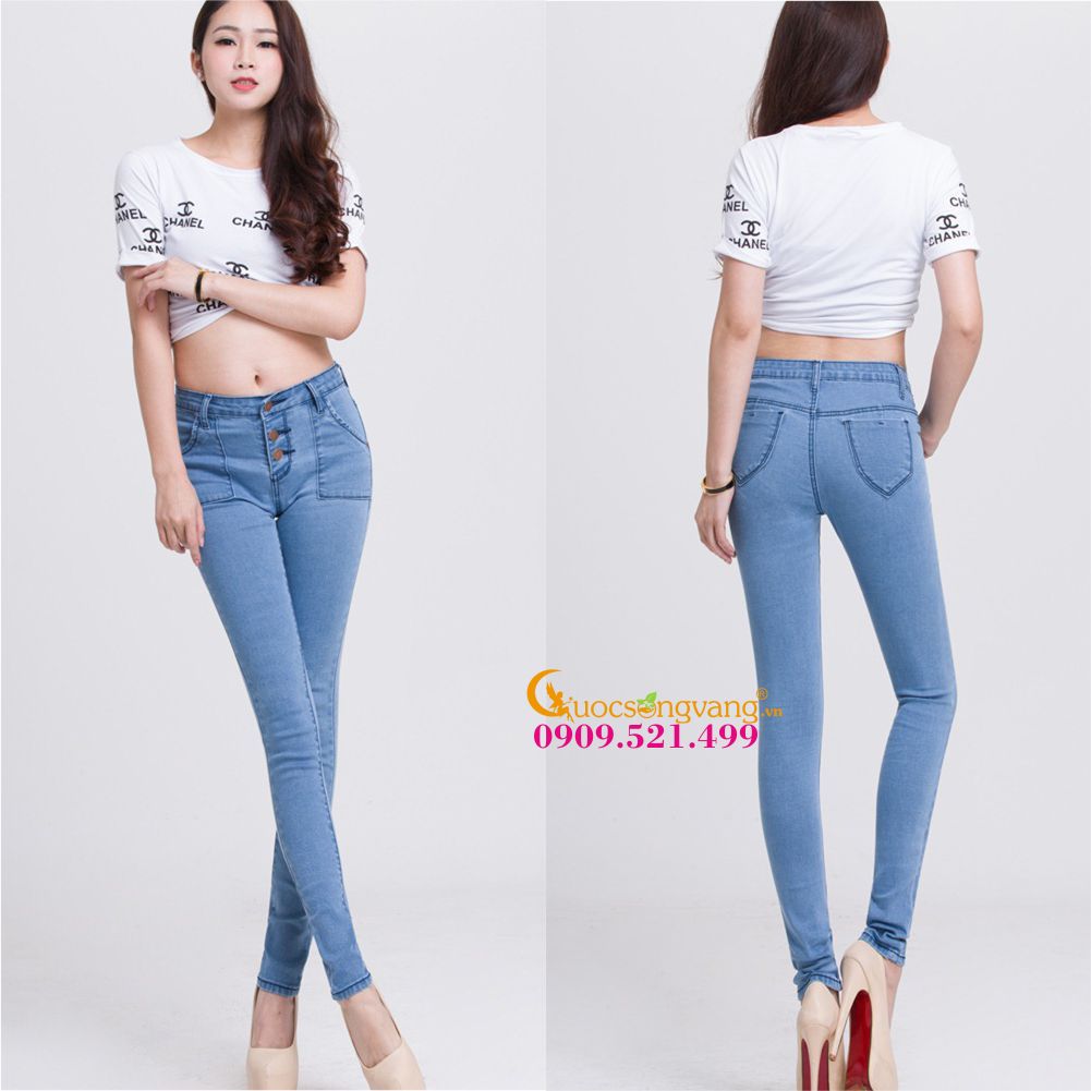 Quần jean nữ Skinny quần jean kiểu GLQ002-Xanhnhat