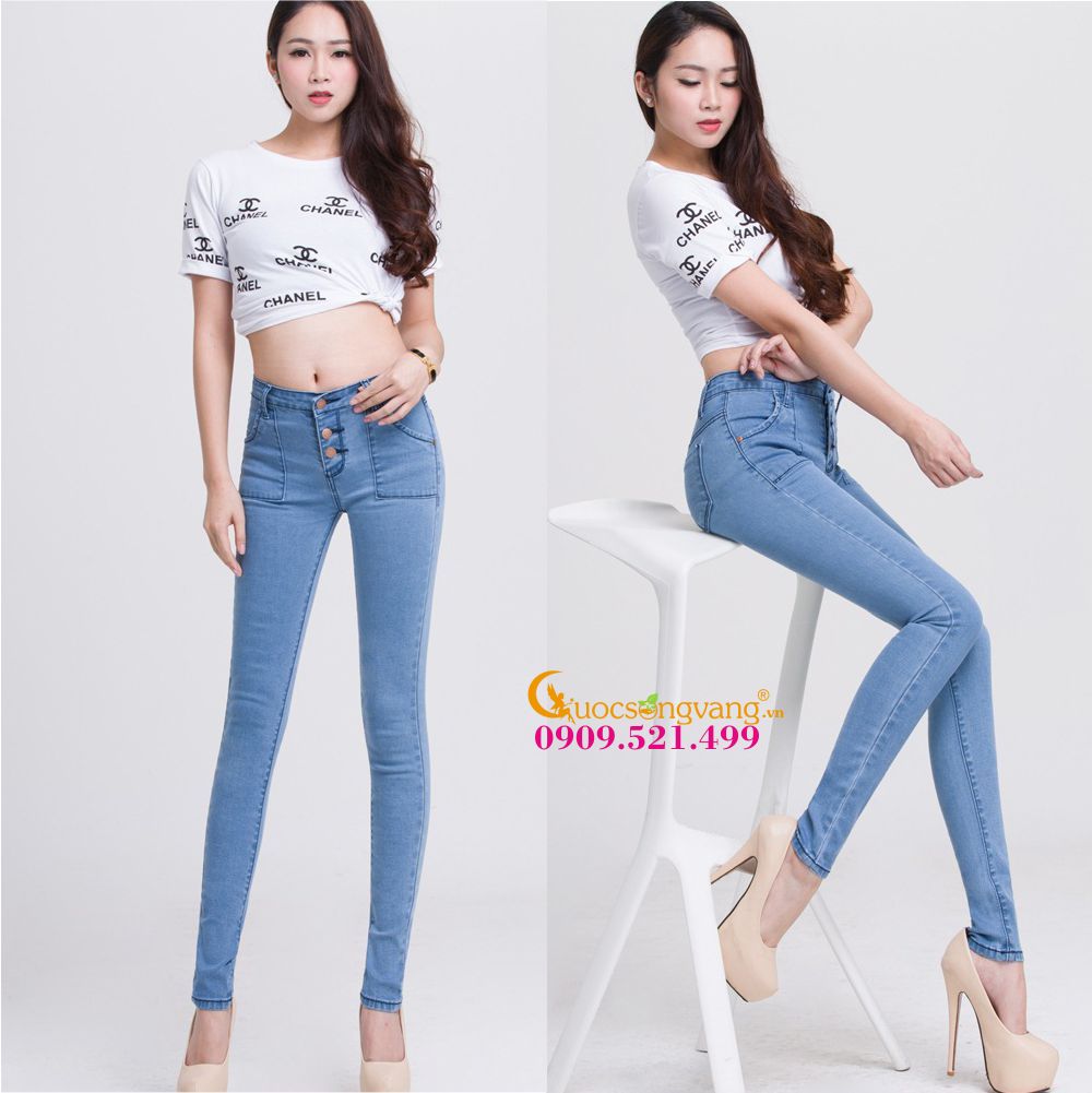 Quần jean nữ Skinny quần jean kiểu GLQ002-Xanhnhat