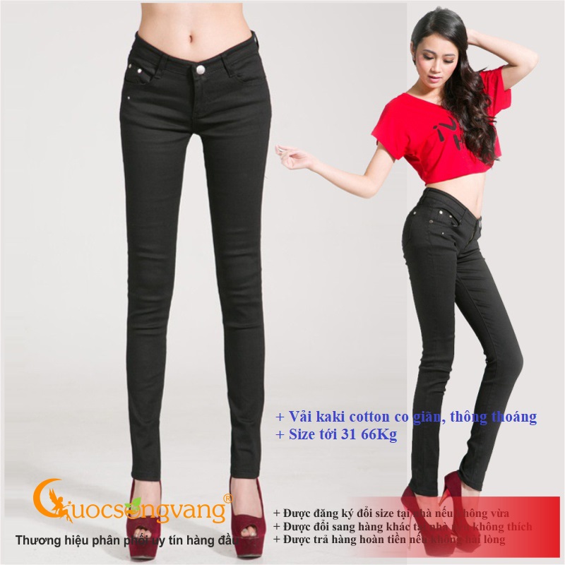 Quần kaki nữ co giãn màu đen kiểu skinny GLQ019-Đen