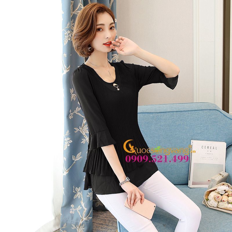 Áo sơ mi nữ tay loe áo kiểu big size Queenbe GLA120