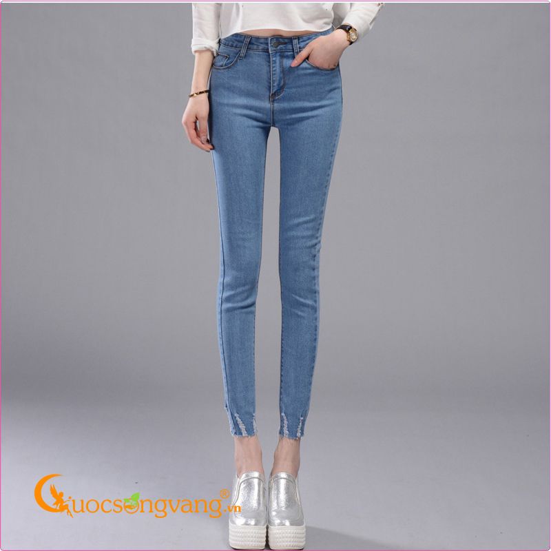 Quần jean nữ đẹp lưng cao kiểu quần jean skinny không lai GLQ017