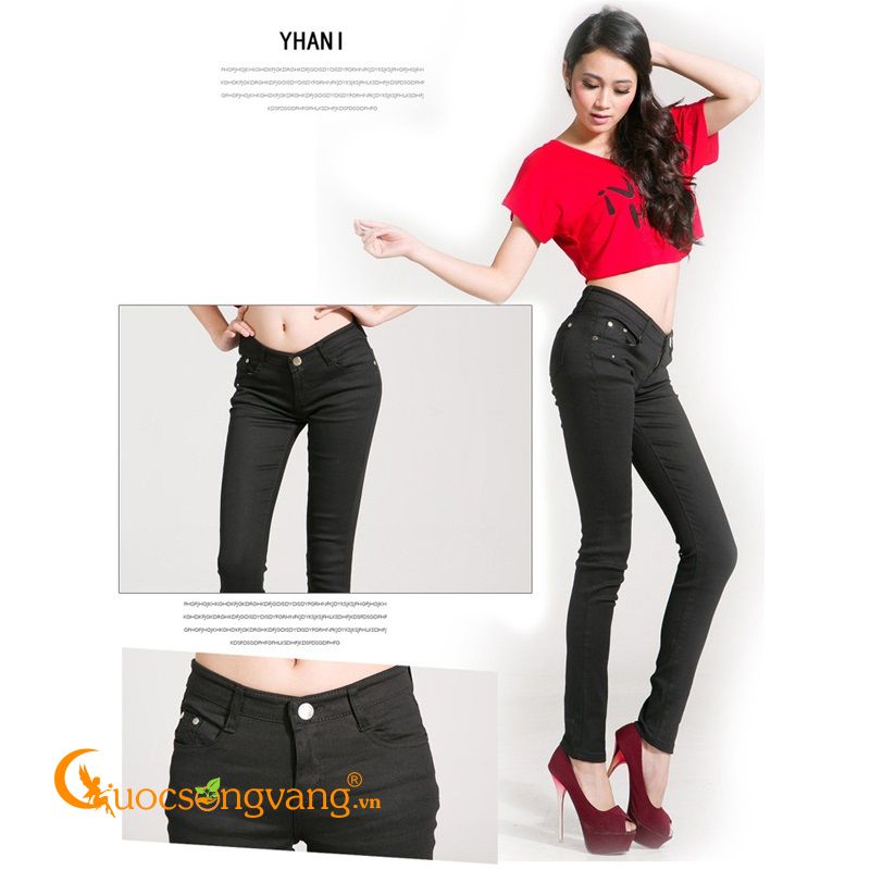 Quần kaki nữ co giãn màu đen kiểu skinny GLQ019-Đen