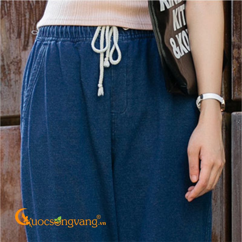 Quần jean nữ jogger kiểu quần jogger lưng thun GLQ014-Xanhđen