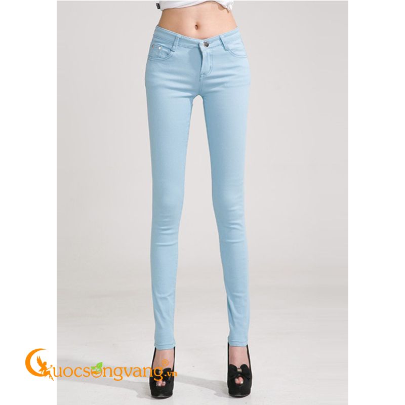 Quần kaki skinny nữ màu xanh ngọc co giãn GLQ019-Xanhngoc