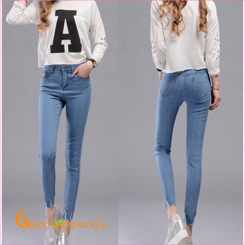 Quần jean nữ đẹp lưng cao kiểu quần jean skinny không lai GLQ017