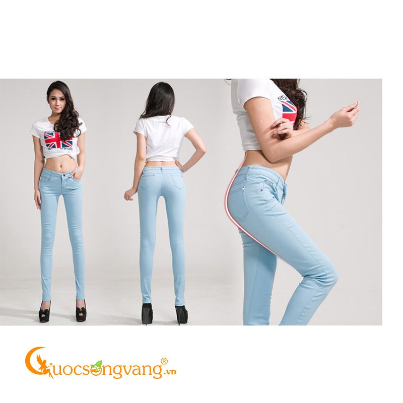 Quần kaki skinny nữ màu xanh ngọc co giãn GLQ019-Xanhngoc