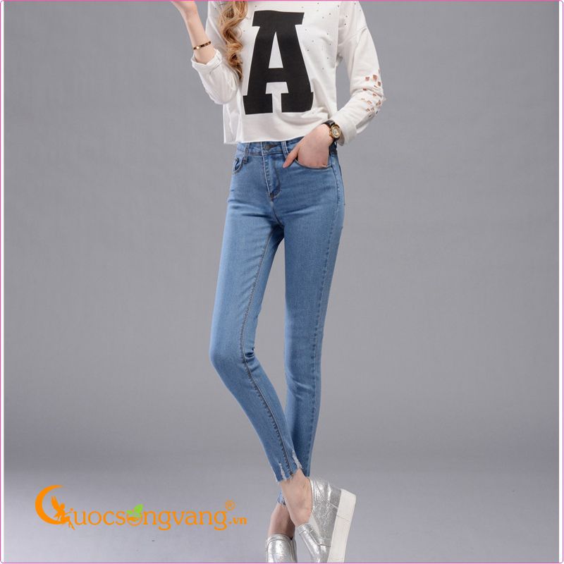 Quần jean nữ đẹp lưng cao kiểu quần jean skinny không lai GLQ017