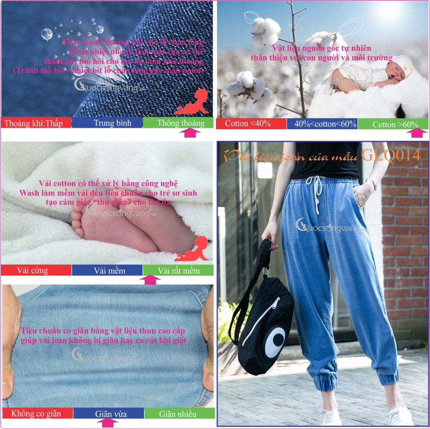 Quần jean nữ jogger kiểu quần jogger lưng thun GLQ014-Xanhđen