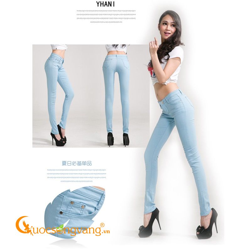 Quần kaki skinny nữ màu xanh ngọc co giãn GLQ019-Xanhngoc