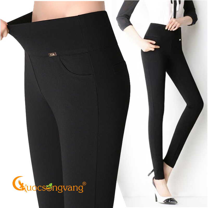 Quần nữ quần legging nữ cotton co giãn 4 chiều GLQ047 đen