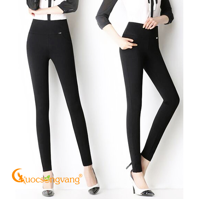 Quần nữ quần legging nữ cotton co giãn 4 chiều GLQ047 đen