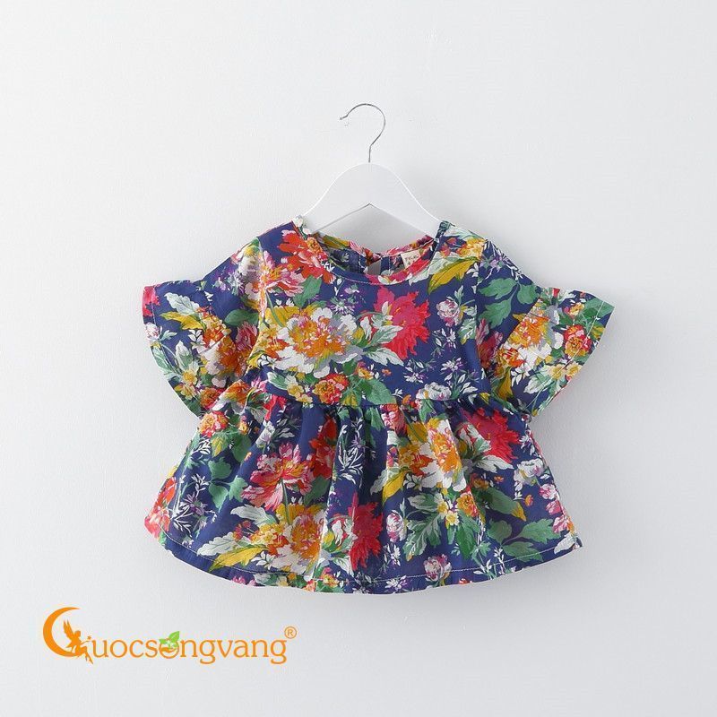 Áo bé gái in hoa áo baby doll bé gái GLA145 - Họa tiết - 70cm - Size 5