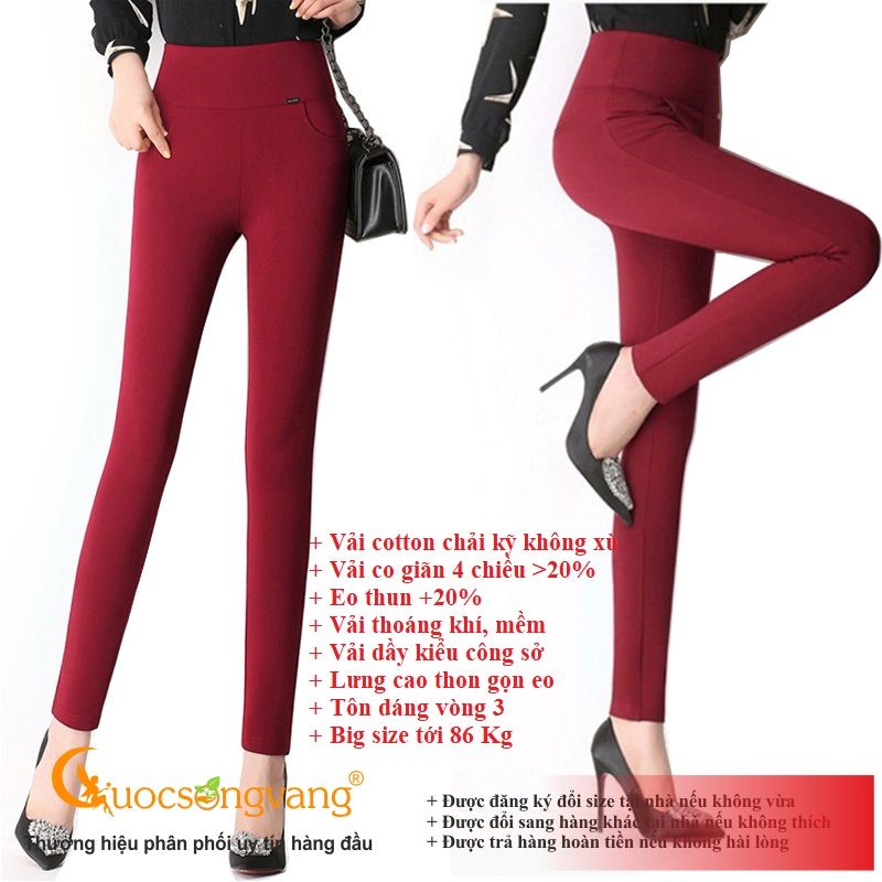 Quần nữ quần legging cao cấp cotton co giãn 4 chiều GLQ047 đỏ