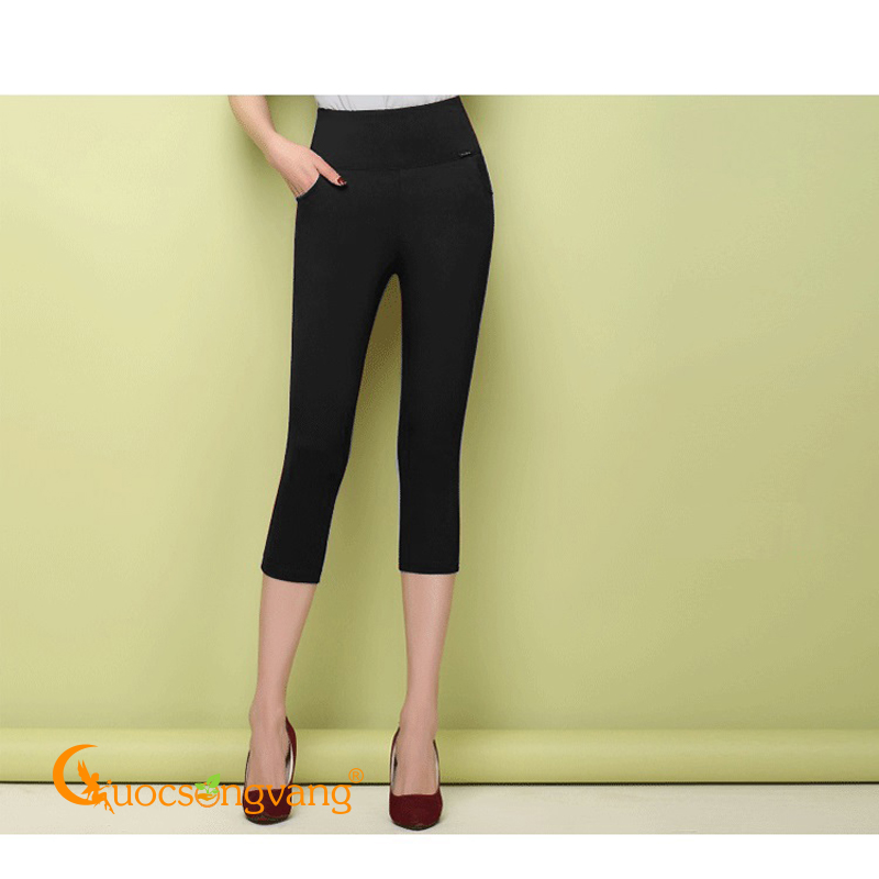 Quần lửng nữ quần legging lửng cotton co giãn 4 chiều GLQ047 lửng đen