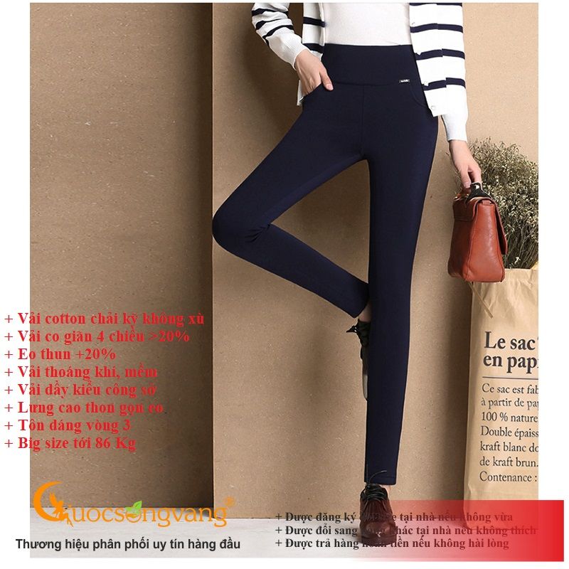 Quần nữ quần treggings cotton co giãn 4 chiều GLQ047 xanh đen