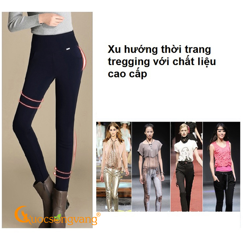 Quần nữ quần treggings cotton co giãn 4 chiều GLQ047 xanh đen