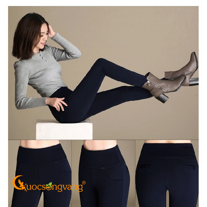 Quần nữ quần treggings cotton co giãn 4 chiều GLQ047 xanh đen