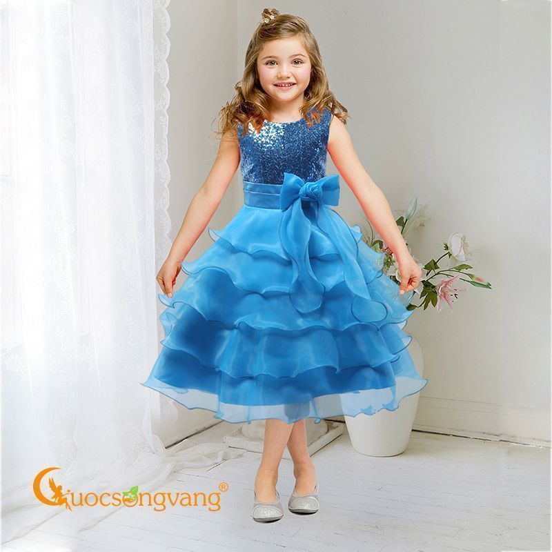Có sẵn) Váy công chúa lọ lem bé gái mùa hè tay ngắn lưới màu xanh dương  phối, Váy đầm công chúa | Shopee Việt Nam