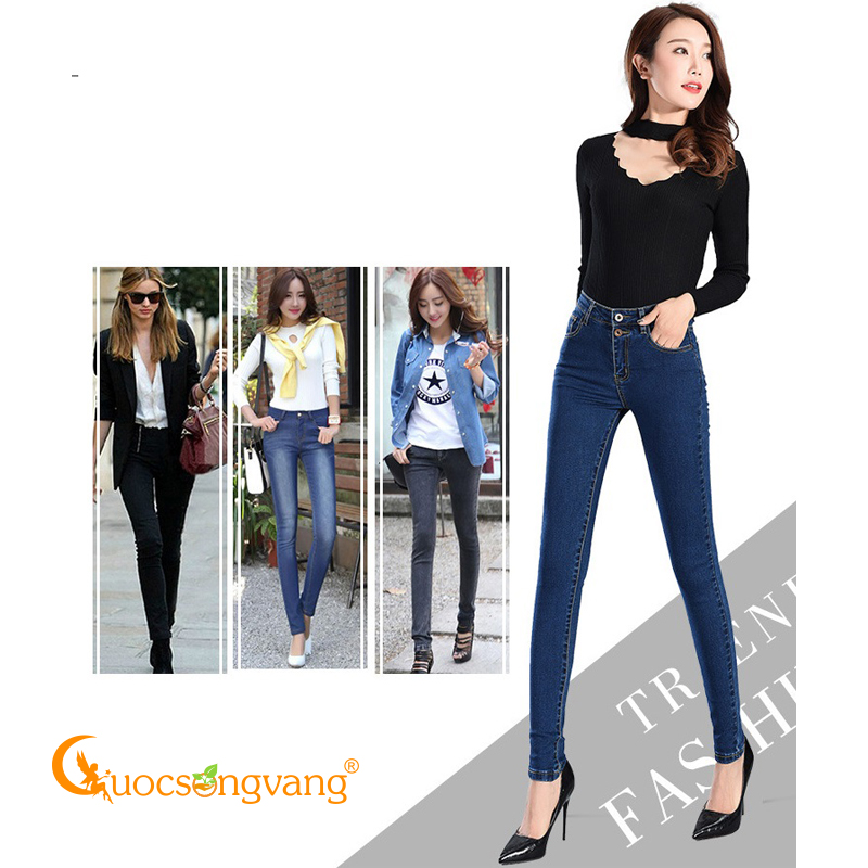 Quần nữ skinny quần jeans nữ lưng cao dáng ôm GLQ054